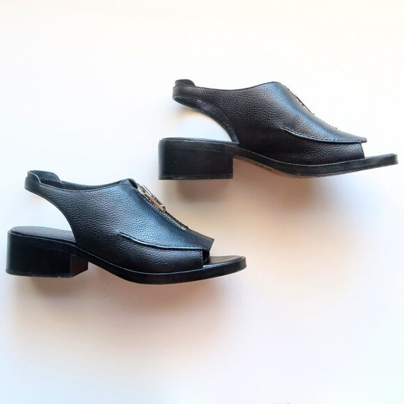 3.1 Phillip Lim Black Leather Open Toe Slingback Block Heel Loafers / Shoes 8.5 - Picture 8 of 16